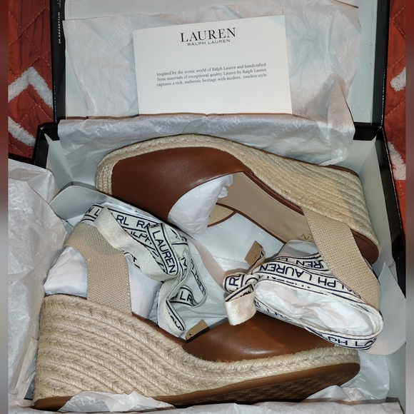 Ralph Lauren Leather Espadrille Wedges - Picture 9 of 11